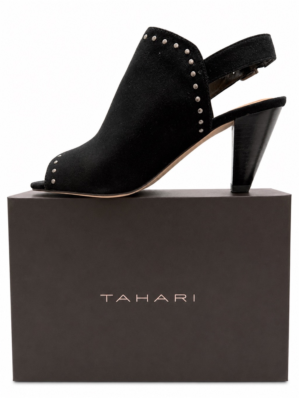 Tahari Elton Black Studded Slingback Heels – Size 7.5M NEW